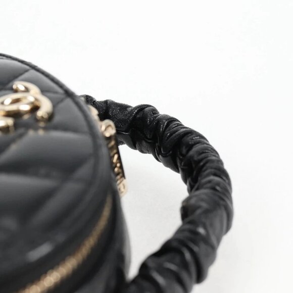 CHANEL Matelasse Pouch Lamb Skin Black Gold CC Auth 132970M - Picture 9 of 16